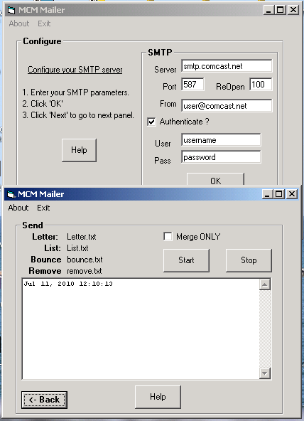 MarshallSoft Client Mailer for dBase screen shot